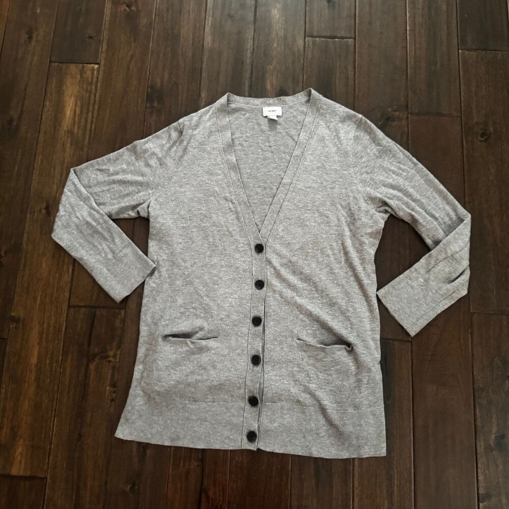 Old Navy Gray Academic Button Front V-Neck Cardigan Sweater XL